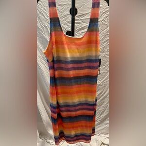 Rachel Roy size 16W Colorful Striped Sleeveless Dress with sequins all over